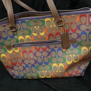 Coach Rainbow Signature Tote Bag